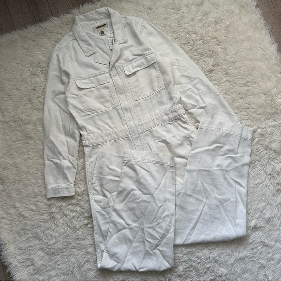 Madewell Jumpsuit Utility Coveralls Denim Cotton Blend Vintage Ivory S NWT New - Picture 3 of 13